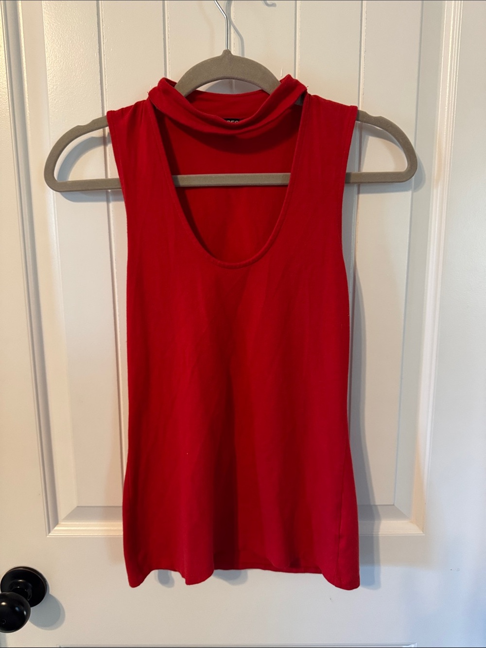 Express Red Sleeveless Mock Neck Top